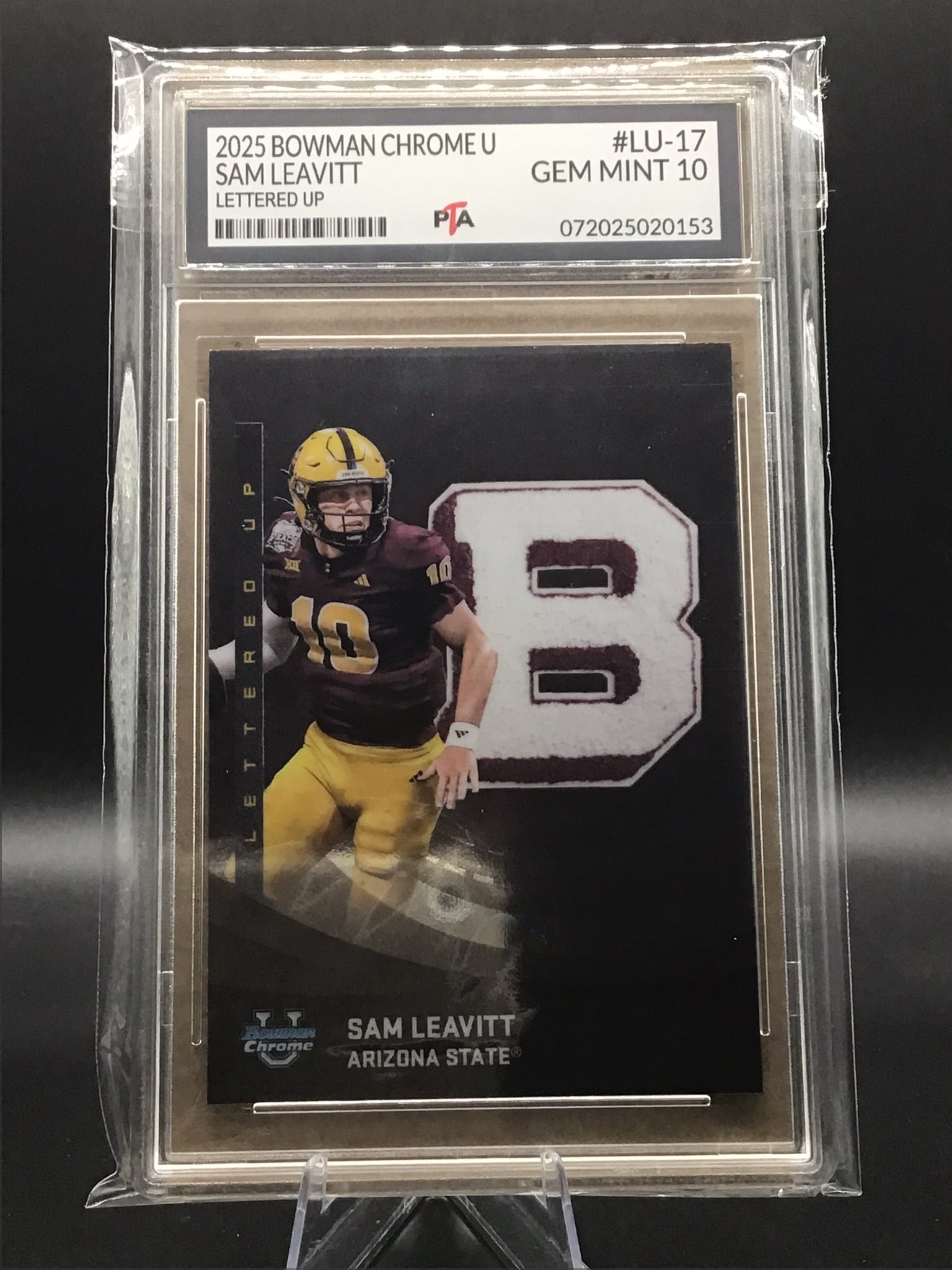 2025 Bowman Chrome U Sam Leavitt "Lettered Up" GEM MINT PTA 🔥