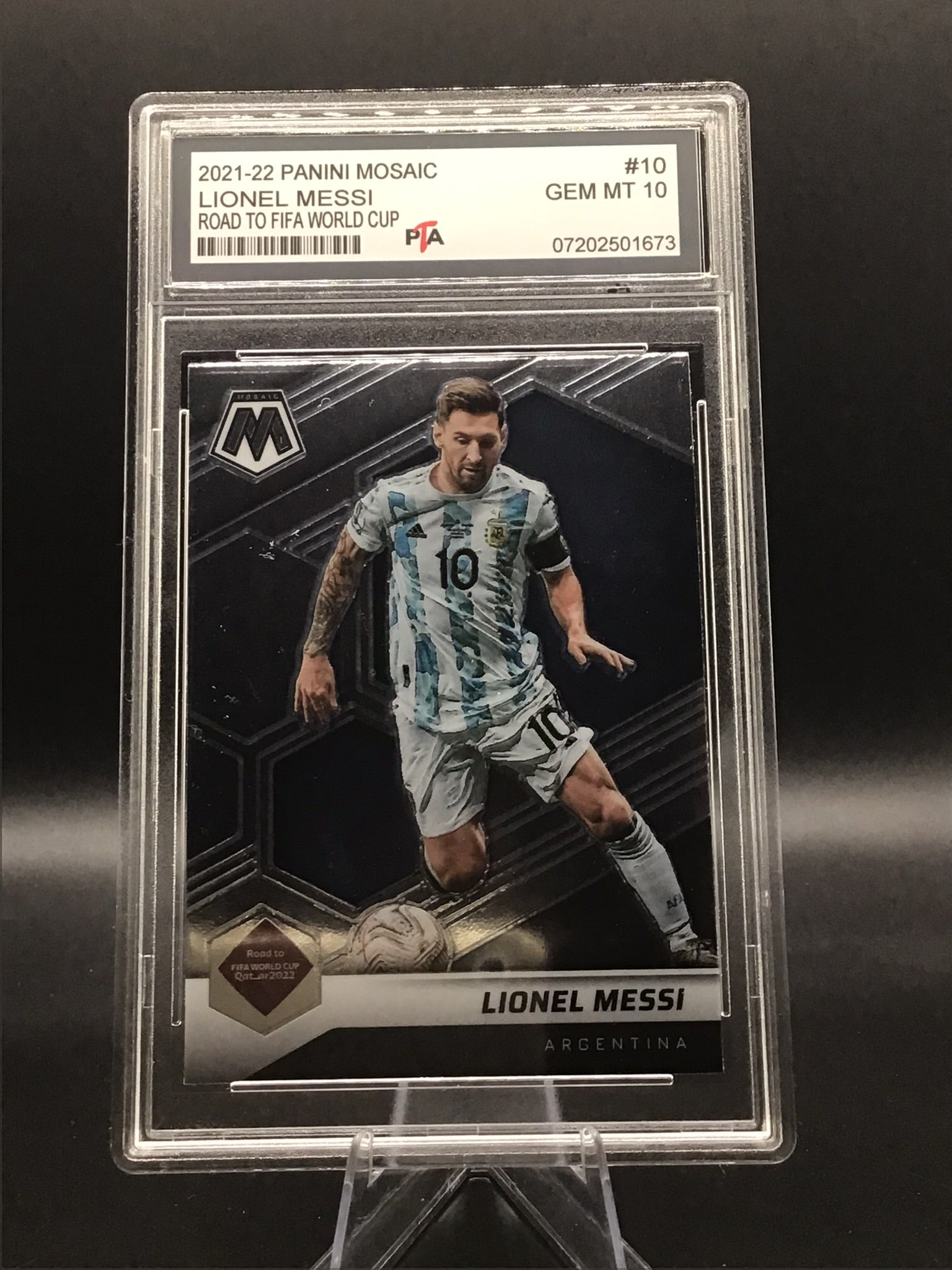 2021-22 Panini Mosaic Lionel Messi "Road to Fifa World Cup" GEM MINT 🔥