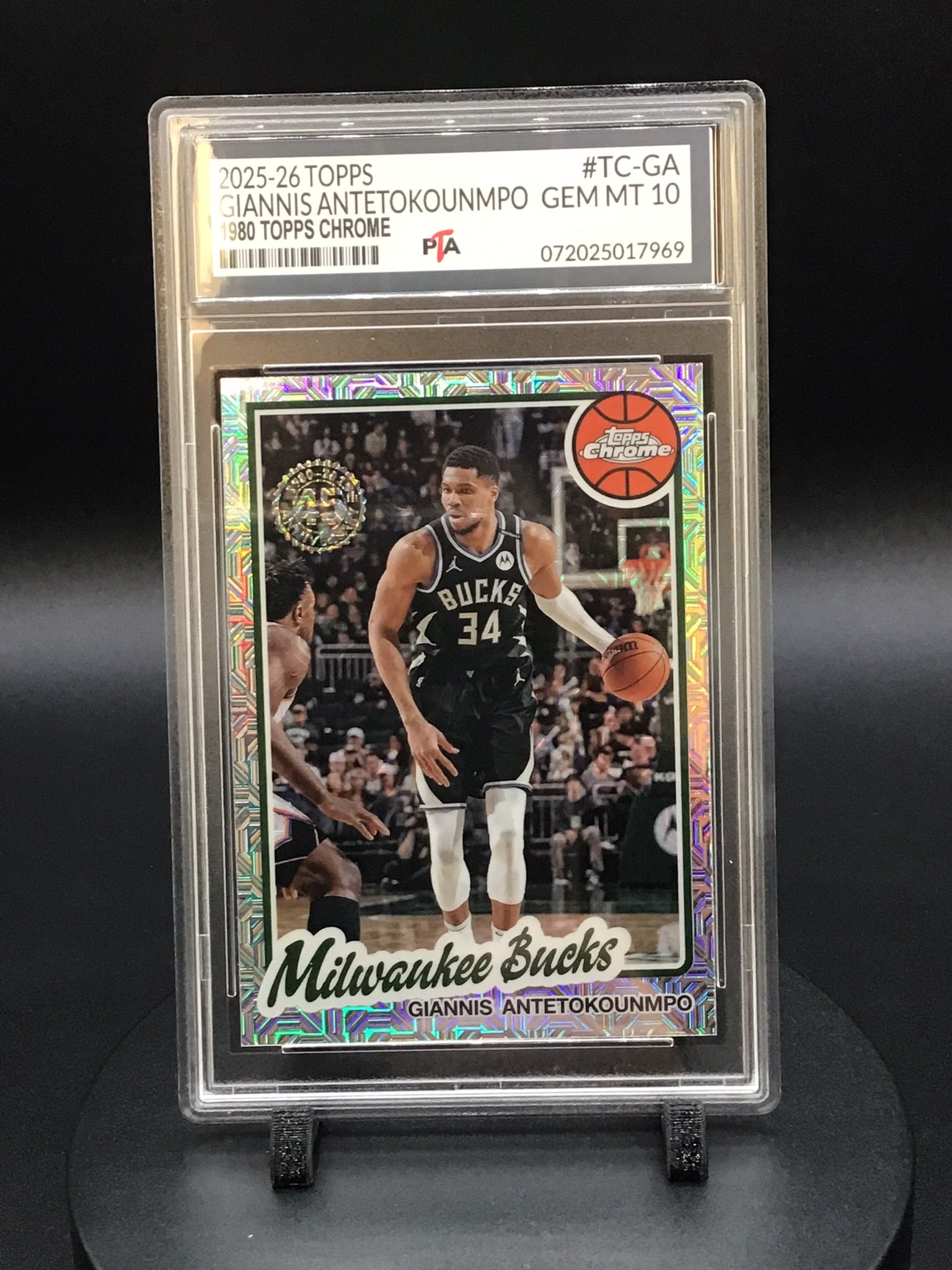2025-26 TOPPS Giannis Antetokounmpo "1980 TOPPS Chrome" GEM MINT PTA 10 🔥