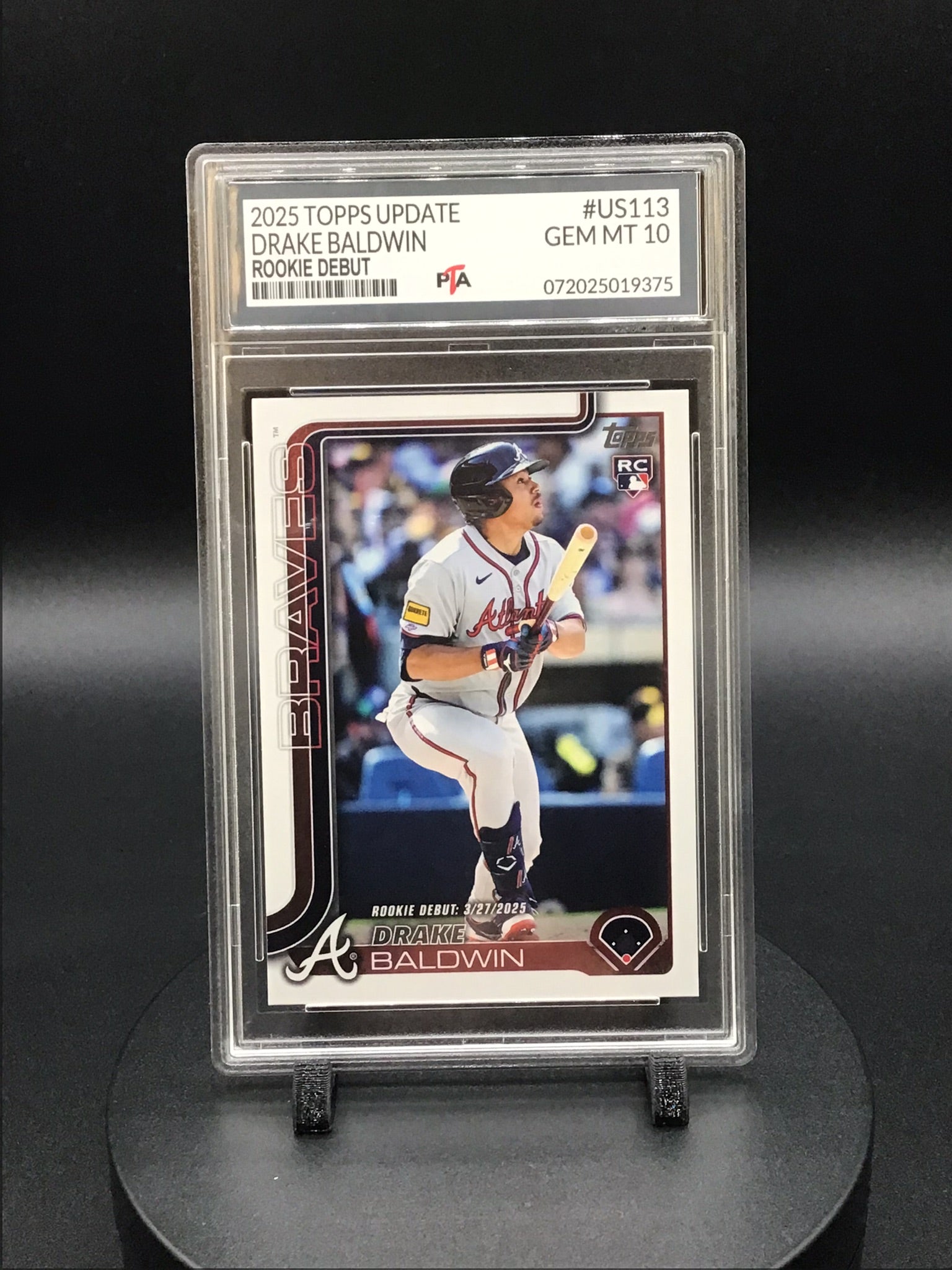 2025 TOPPS Update Drake Baldwin "Rookie Debut" GEM MINT PTA 10 🔥
