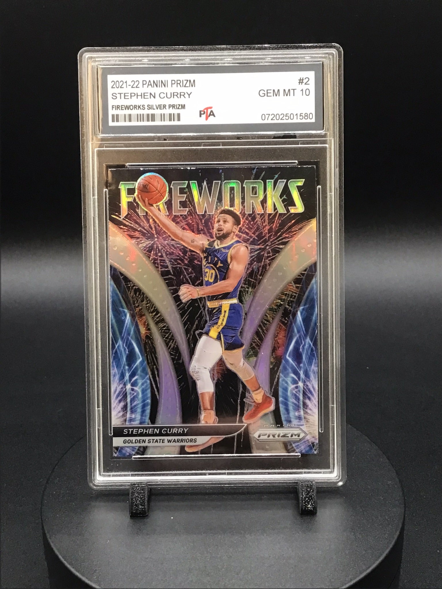 2021-22 Panini Prizm Stephen Curry "Fireworks Silver Prizm" GEM MINT PTA 10 🔥