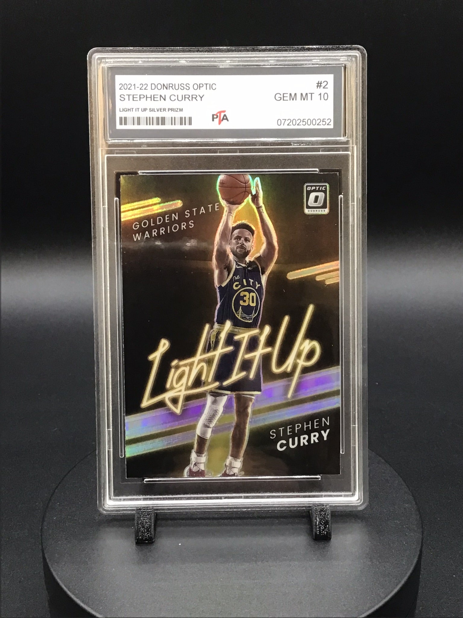 2021-22 Donruss Optic Stephen Curry "Light it up Silver Prizm" GEM MINT PTA 10 🔥