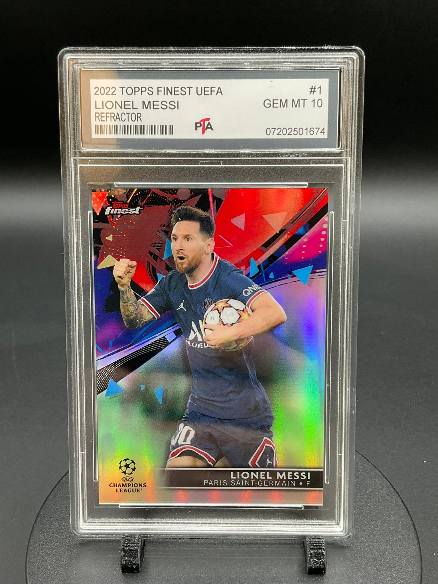 2022 TOPPS Finest UEFA Lionel Messi "Refractor" GEM MINT 🔥